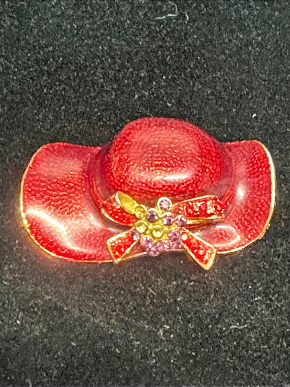 Red Hat Society Women’s Jewelry Hat Brooch/ Pin rhinestone bow